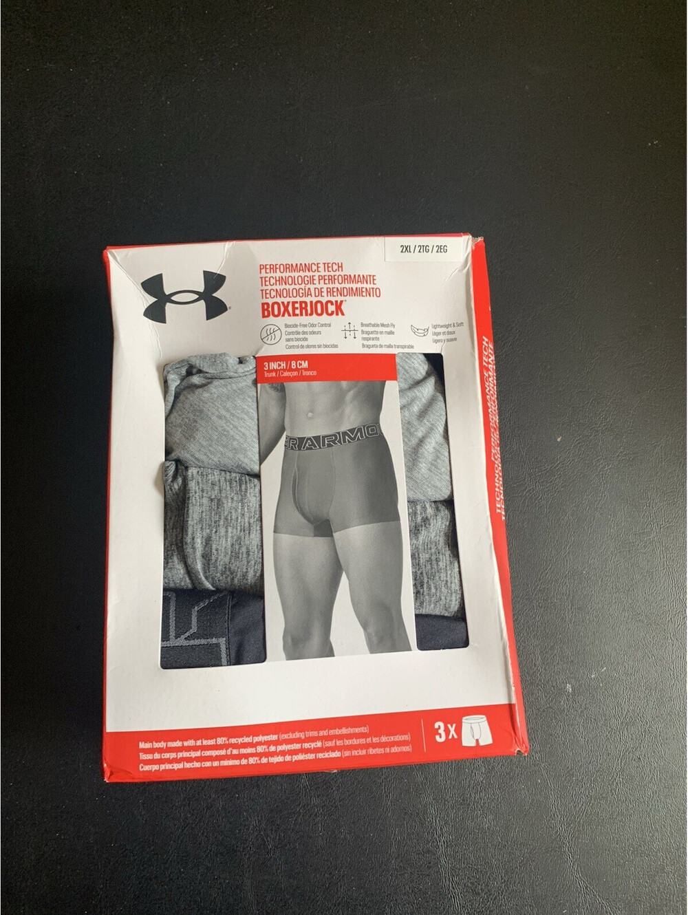 Under Armour Boxer Jock Performance Tech Underwear,Size 2XL (3 Piece) New